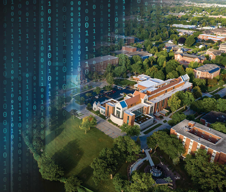 Aerial view of SNC with an innovative graphic overlay